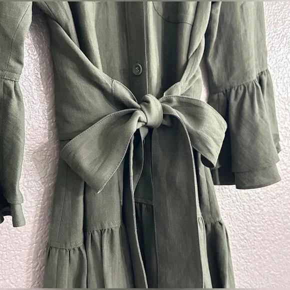 Derek Lam 10 Crosby Olive Green Grommet Hem Mini Dress sz 4 - Picture 7 of 14